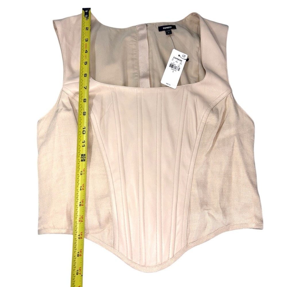 NWT Express Faux Leather Linen Blend Square Neck Cropped Corset Tank Size Small - Picture 6 of 10